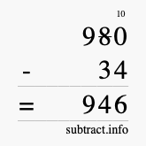 Calculate 980 minus 34 using long subtraction