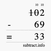 Calculate 102 minus 69 using long subtraction