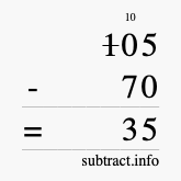 Calculate 105 minus 70 using long subtraction