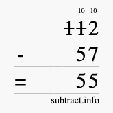 Calculate 112 minus 57 using long subtraction
