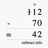 Calculate 112 minus 70 using long subtraction