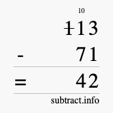 Calculate 113 minus 71 using long subtraction