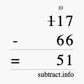 Calculate 117 minus 66 using long subtraction Calculate 117 minus 66 using long subtraction