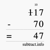 Calculate 117 minus 70 using long subtraction