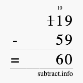 Calculate 119 minus 59 using long subtraction