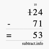 Calculate 124 minus 71 using long subtraction