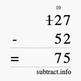 Calculate 127 minus 52 using long subtraction