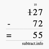 Calculate 127 minus 72 using long subtraction