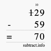 Calculate 129 minus 59 using long subtraction