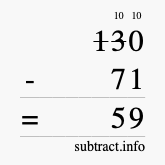 Calculate 130 minus 71 using long subtraction