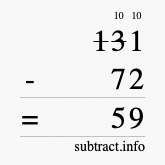 Calculate 131 minus 72 using long subtraction
