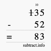 Calculate 135 minus 52 using long subtraction