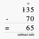 Calculate 135 minus 70 using long subtraction