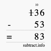 Calculate 136 minus 53 using long subtraction Calculate 136 minus 53 using long subtraction