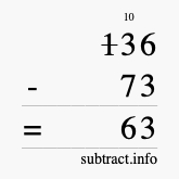 Calculate 136 minus 73 using long subtraction