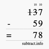Calculate 137 minus 59 using long subtraction