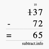 Calculate 137 minus 72 using long subtraction