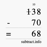 Calculate 138 minus 70 using long subtraction