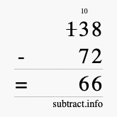 Calculate 138 minus 72 using long subtraction