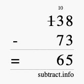 Calculate 138 minus 73 using long subtraction