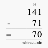 Calculate 141 minus 71 using long subtraction