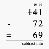 Calculate 141 minus 72 using long subtraction