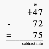 Calculate 147 minus 72 using long subtraction