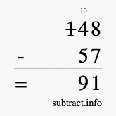 Calculate 148 minus 57 using long subtraction Calculate 148 minus 57 using long subtraction