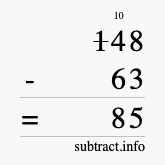 Calculate 148 minus 63 using long subtraction Calculate 148 minus 63 using long subtraction