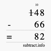 Calculate 148 minus 66 using long subtraction