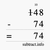 Calculate 148 minus 74 using long subtraction Calculate 148 minus 74 using long subtraction