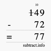 Calculate 149 minus 72 using long subtraction