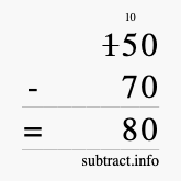 Calculate 150 minus 70 using long subtraction