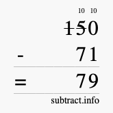 Calculate 150 minus 71 using long subtraction