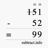 Calculate 151 minus 52 using long subtraction