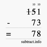 Calculate 151 minus 73 using long subtraction