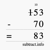 Calculate 153 minus 70 using long subtraction
