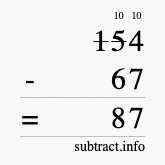 Calculate 154 minus 67 using long subtraction