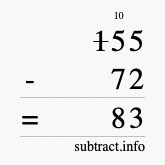 Calculate 155 minus 72 using long subtraction Calculate 155 minus 72 using long subtraction