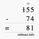 Calculate 155 minus 74 using long subtraction Calculate 155 minus 74 using long subtraction
