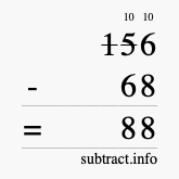 Calculate 156 minus 68 using long subtraction
