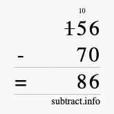 Calculate 156 minus 70 using long subtraction