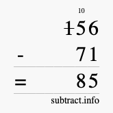 Calculate 156 minus 71 using long subtraction