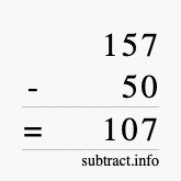 Calculate 157 minus 50 using long subtraction