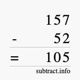 Calculate 157 minus 52 using long subtraction