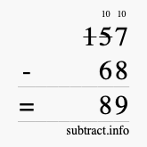 Calculate 157 minus 68 using long subtraction