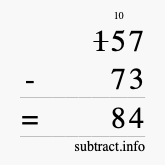 Calculate 157 minus 73 using long subtraction