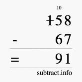 Calculate 158 minus 67 using long subtraction Calculate 158 minus 67 using long subtraction