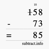 Calculate 158 minus 73 using long subtraction