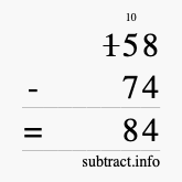 Calculate 158 minus 74 using long subtraction Calculate 158 minus 74 using long subtraction